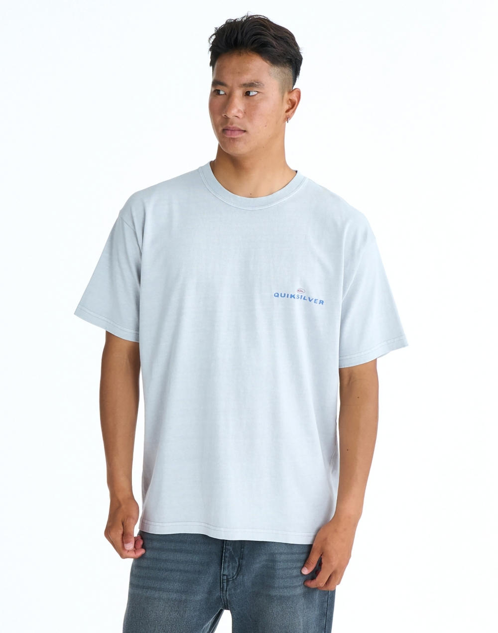퀵실버 PG UPSIDE DOWN 빈티지 워싱 반팔 티셔츠 (QG21ST803LGY)