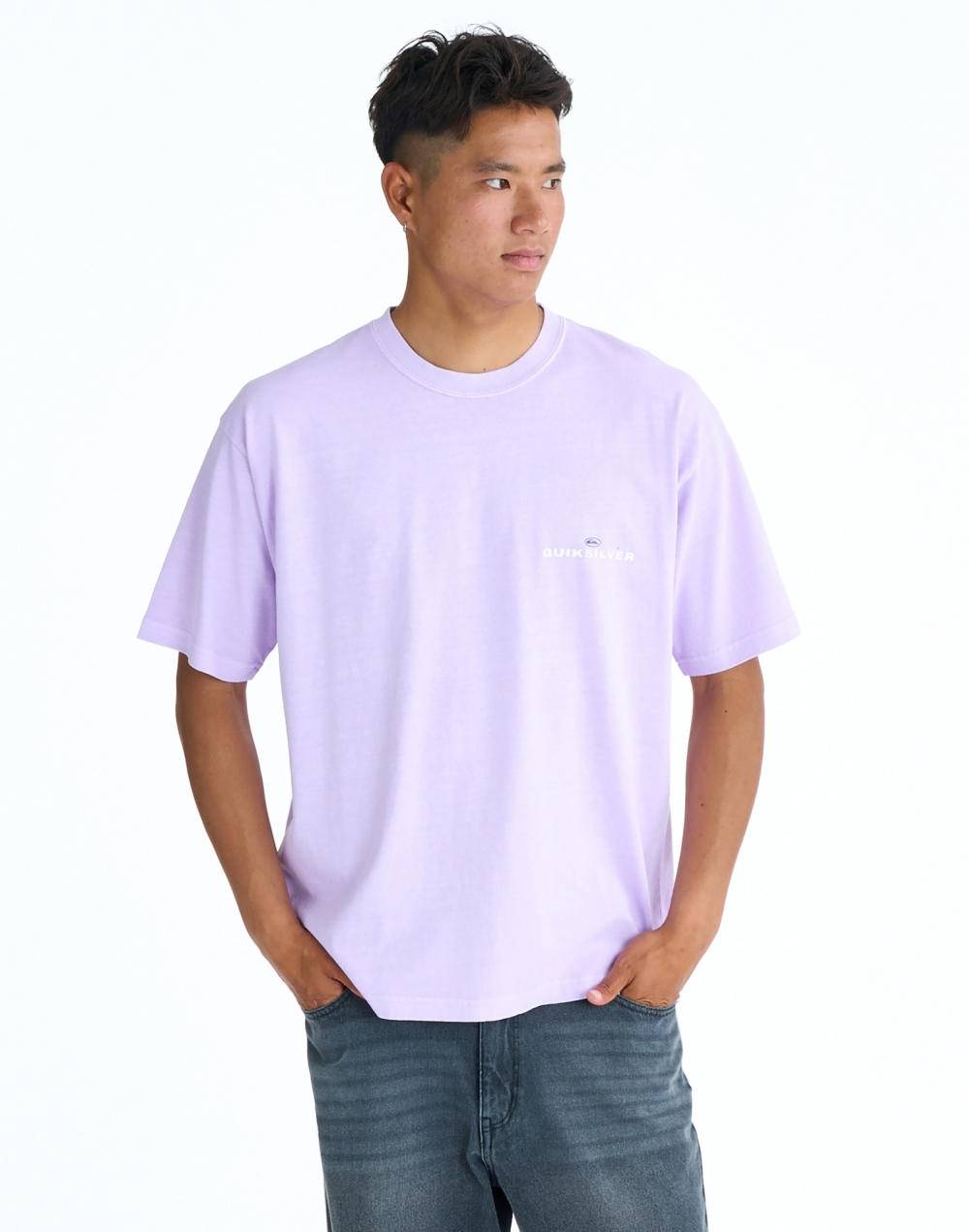 퀵실버 PG UPSIDE DOWN 빈티지 워싱 반팔 티셔츠 (QG21ST803PUR)