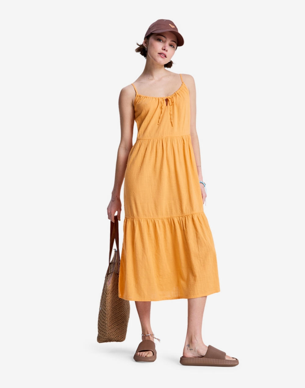 록시 DOWN THE LINE 티어드 미디 원피스 (RG11DR039NGL)