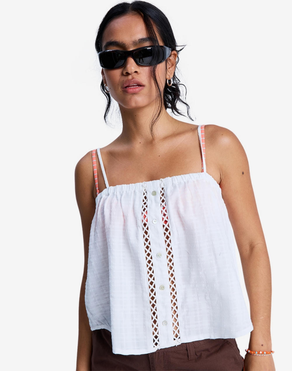 록시 SWEETEST SKY 스트랩 자수 블라우스 (RG11SL037WZA)