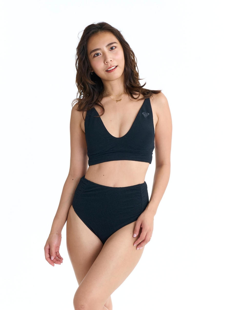 [온라인단독] 록시 SAND FLOW 하이웨스트 비키니 세트 (RG21BK801BLK)