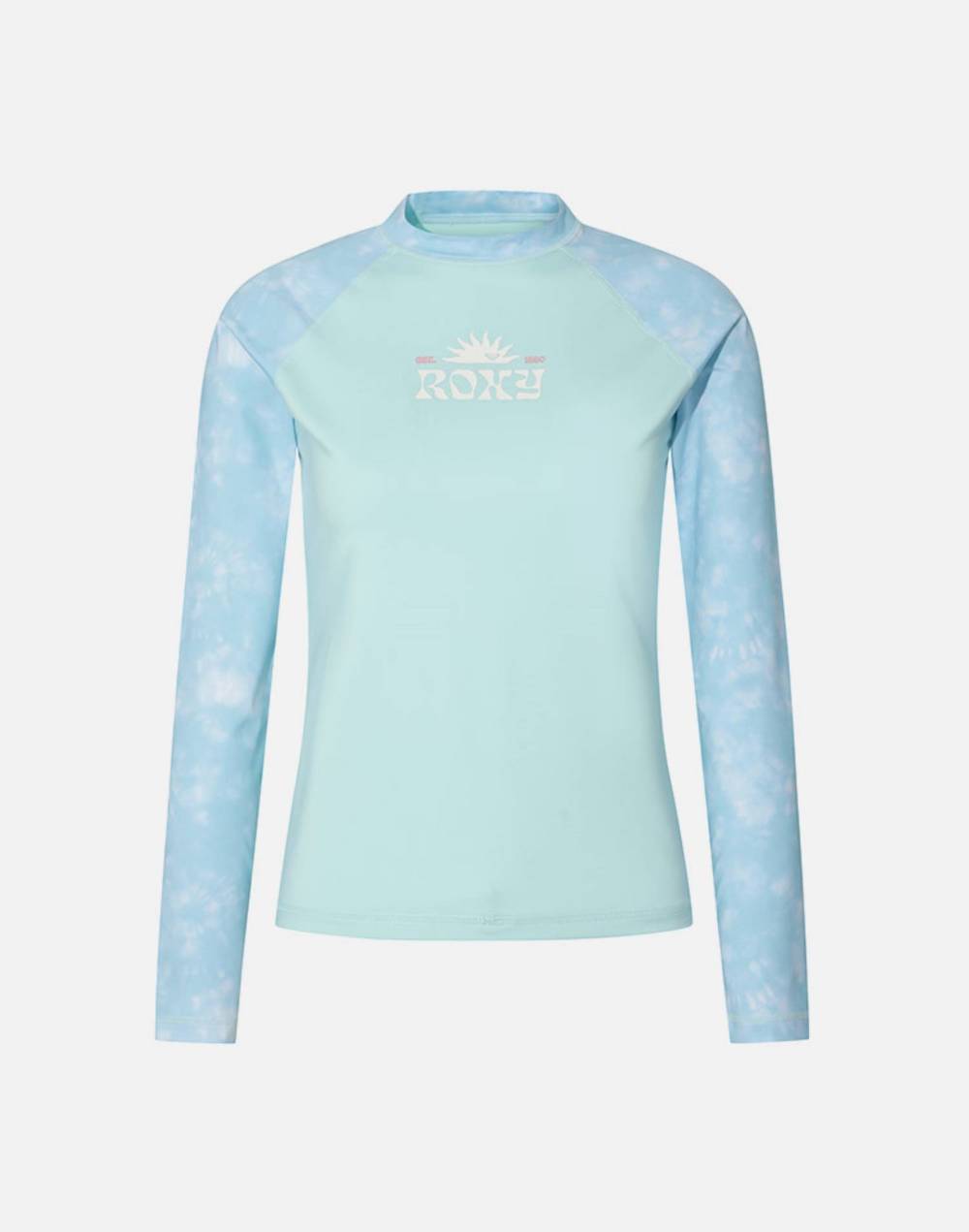 록시 PRINTED MAGIC SUNSET 세미크롭 슬림핏 긴팔 래쉬가드 (RG21RS503TAN)