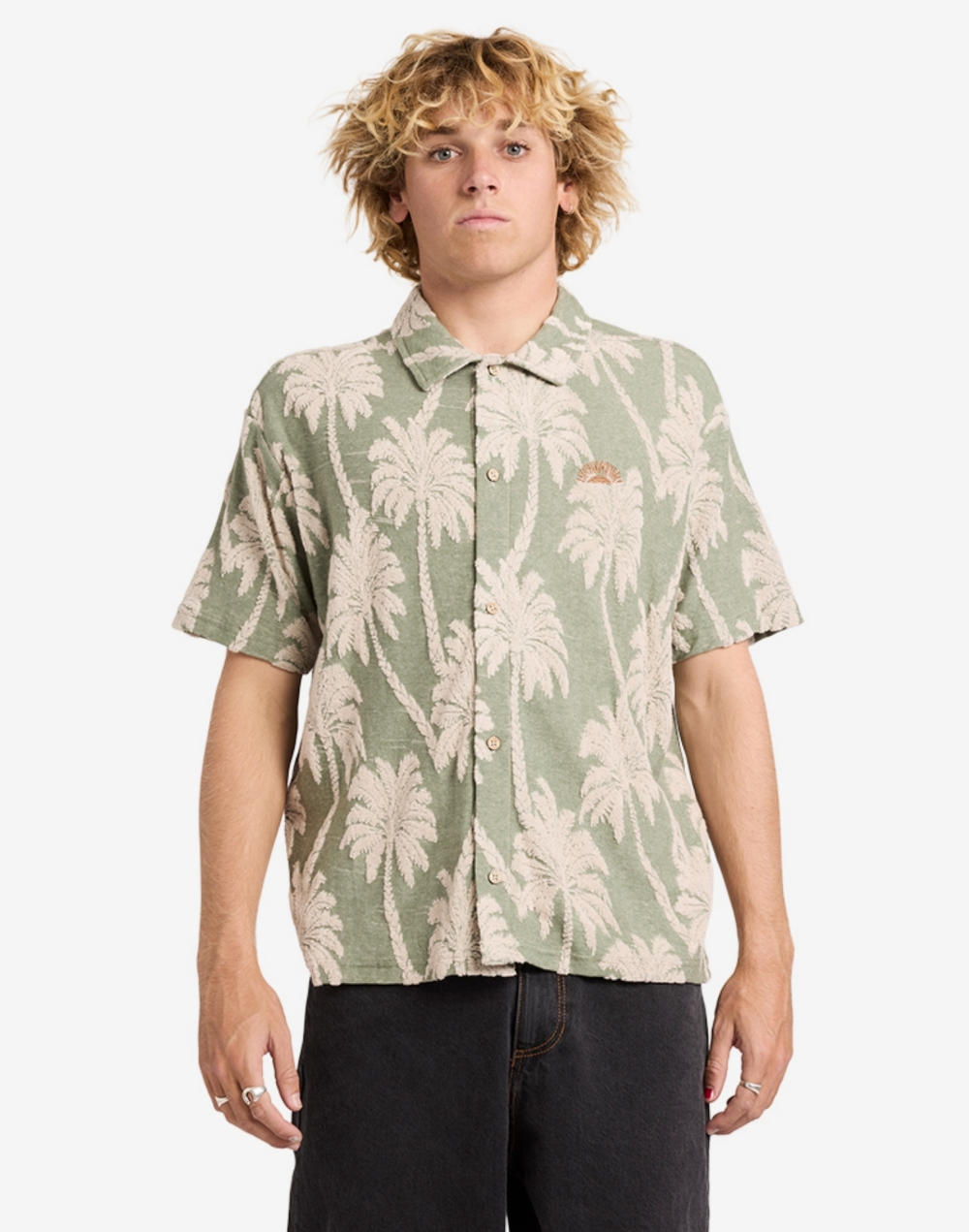 루카 남성 PALM FALL 반팔 니트 셔츠 (VG11SH015GNB)