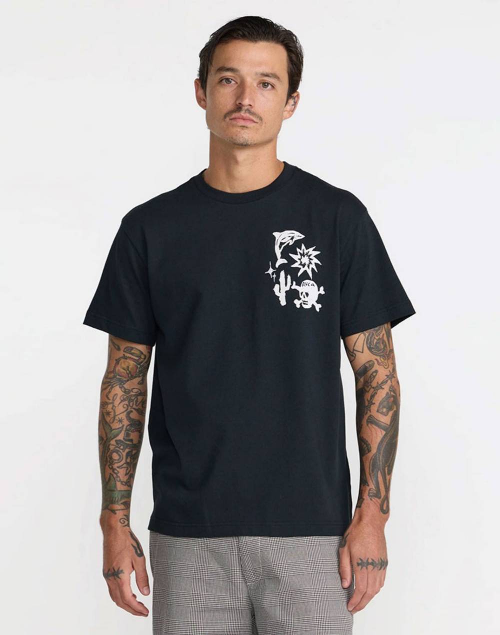 RVCA X DANI MILLER 남성 HIGH ON LIFE 반팔 티셔츠 (VG31ST058BLK)