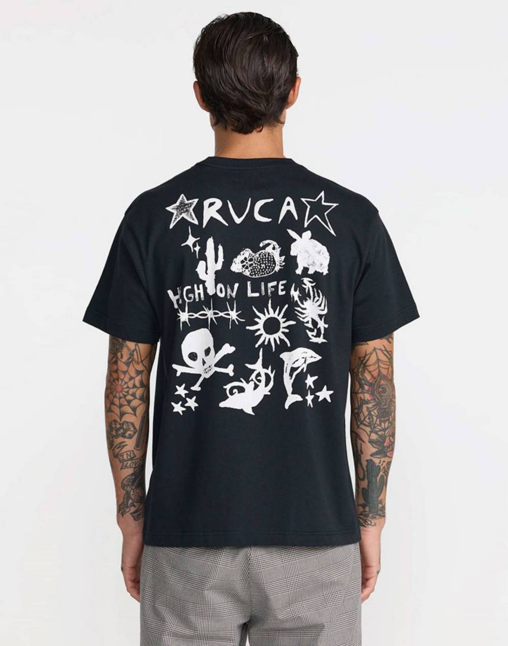 RVCA X DANI MILLER 남성 HIGH ON LIFE 반팔 티셔츠 (VG31ST058BLK)