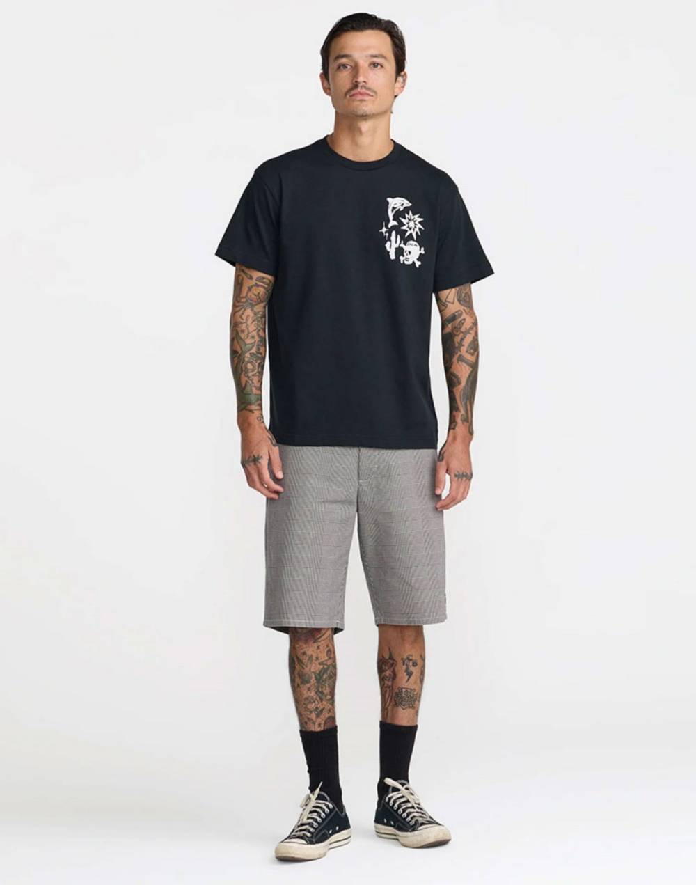 RVCA X DANI MILLER 남성 HIGH ON LIFE 반팔 티셔츠 (VG31ST058BLK)