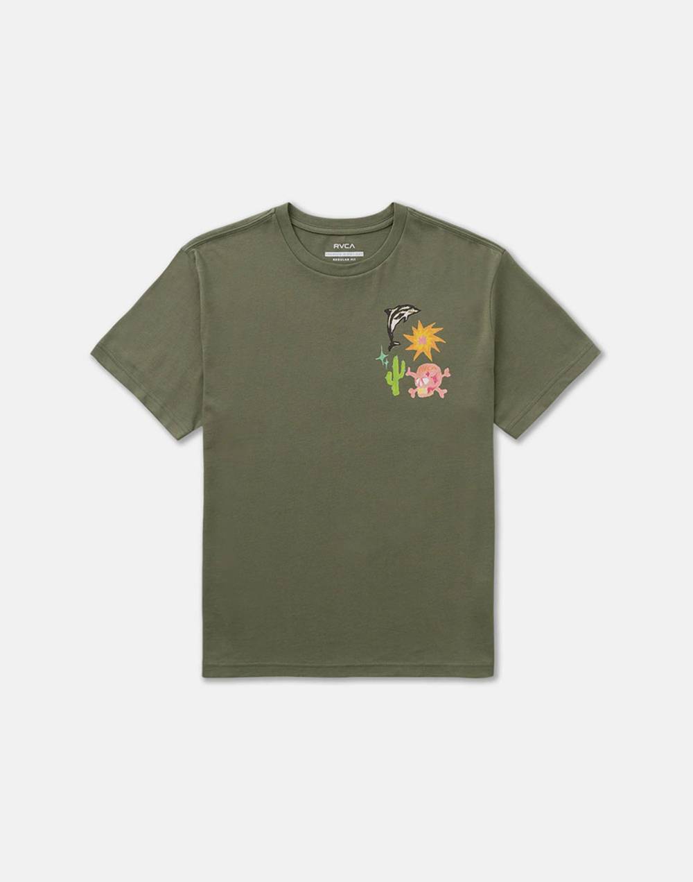 RVCA X DANI MILLER 남성 HIGH ON LIFE 반팔 티셔츠 (VG31ST058OLV)