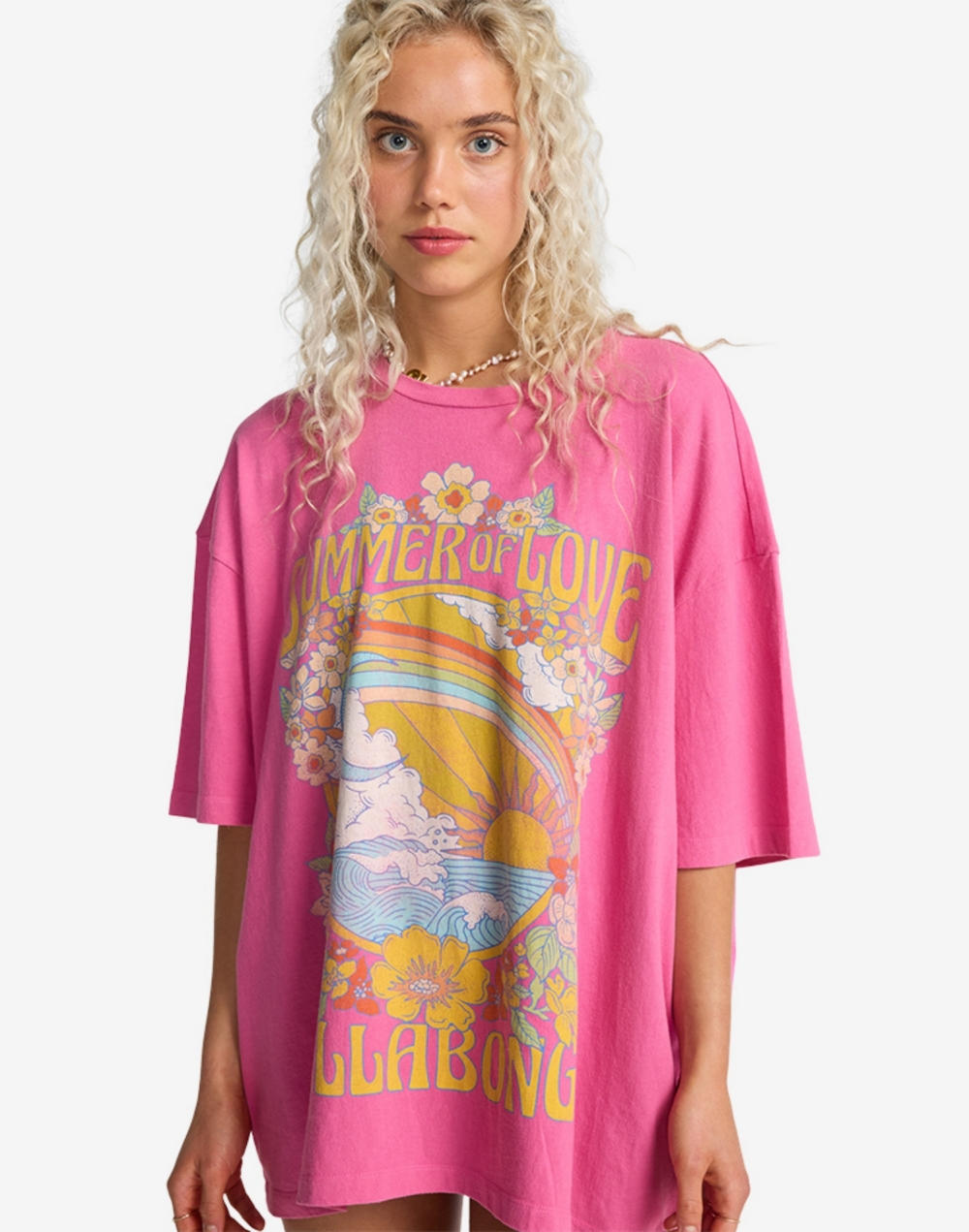 빌라봉 여성 SUMMER OF LOVE 루즈핏 반팔 티셔츠 (WG11ST060MLY)